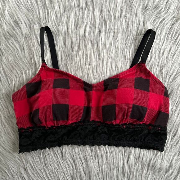 Torrid Wirefree Red Plaid Bralette Womens Size 0‎ Wireless Bra Lightly Lined - Picture 1 of 6